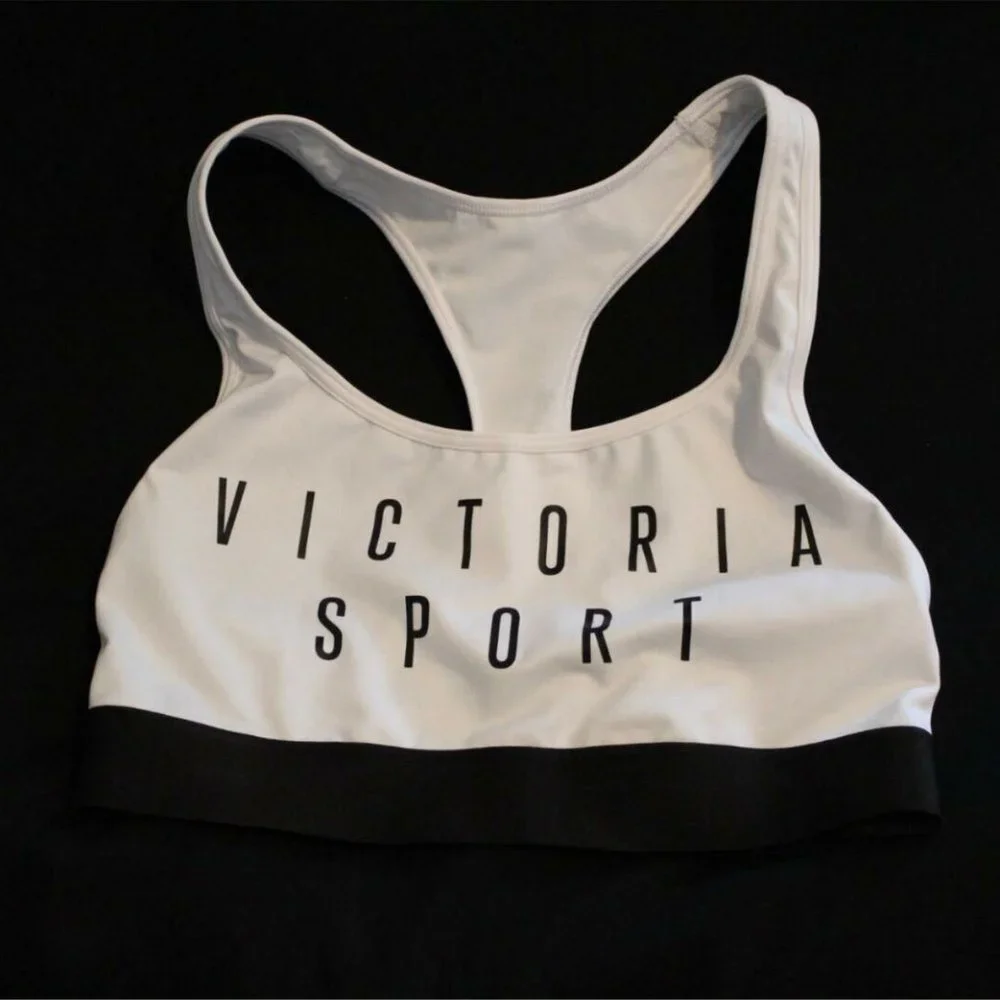 ✨2/$20 Victoria's Secret The Player Racerback Sports Bra Spellout XS H11442 - Picture 1 of 6